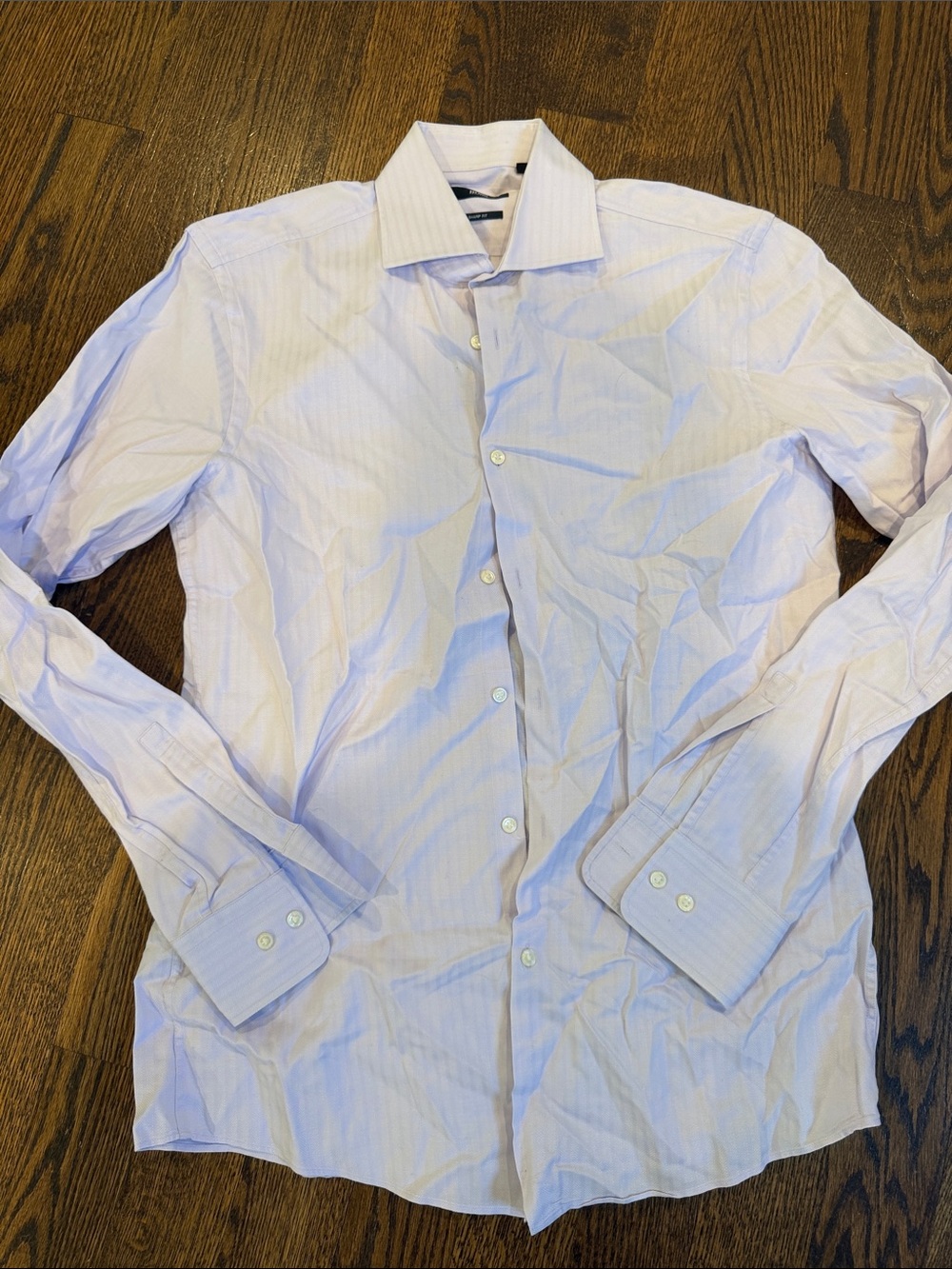 Hugo Boss Light Pink Striped Dress Shirt - Spread Collar